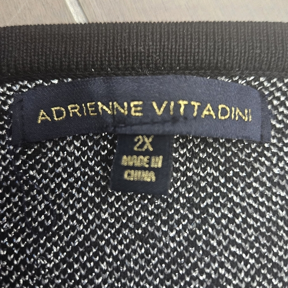 Adrienne Vittadini Black and Gray Crew Neck Sweater with Gradient Design - Picture 6 of 6